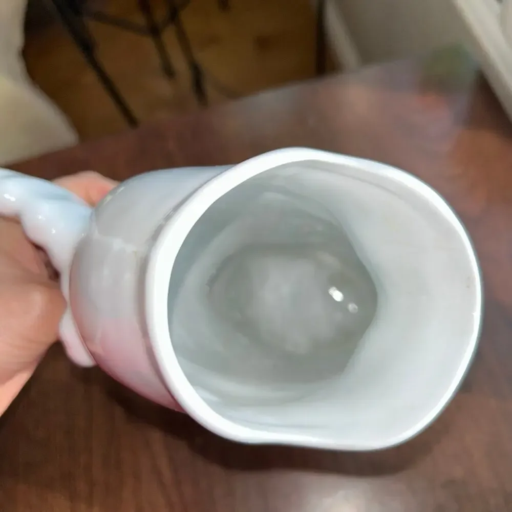 Vintage Boston Warehouse Fish Glass Glug Jug White Porcelain Pitcher